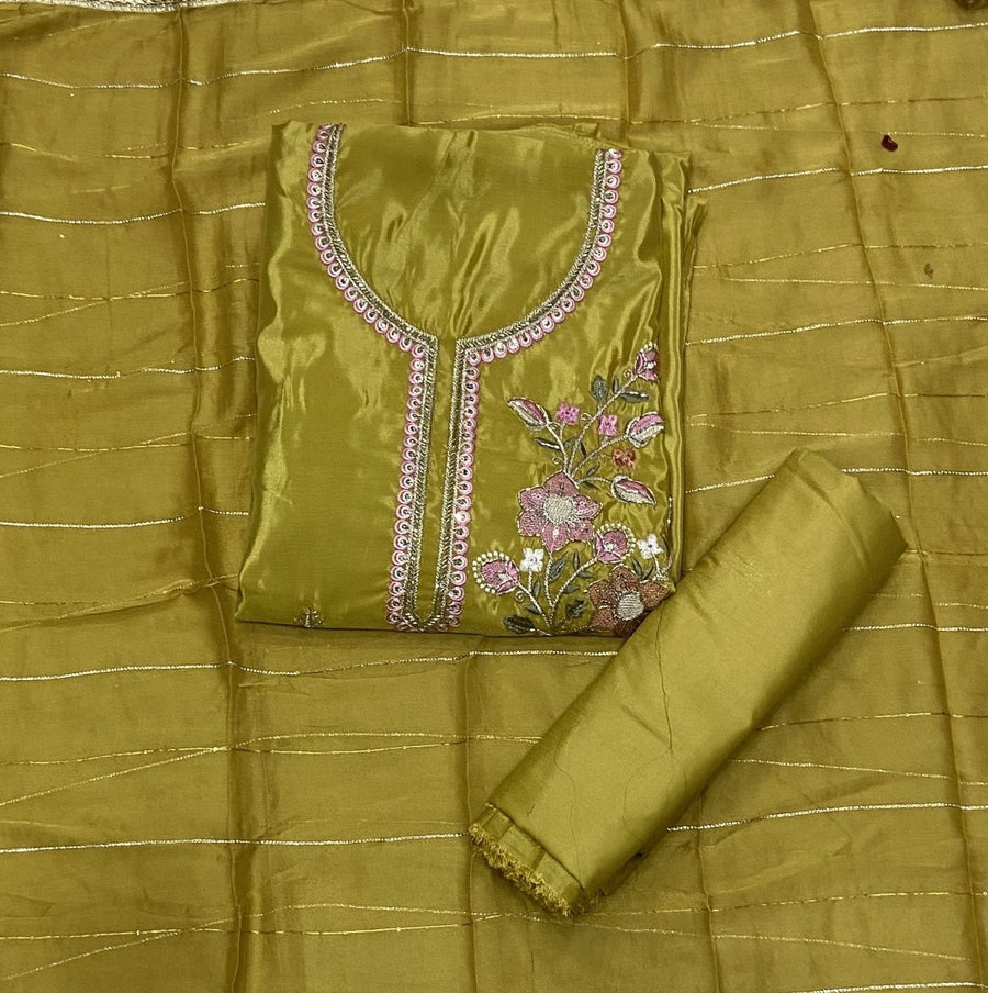 Classy Glass Organza Suit Set with Cutdana & sequence Work - Yanchi