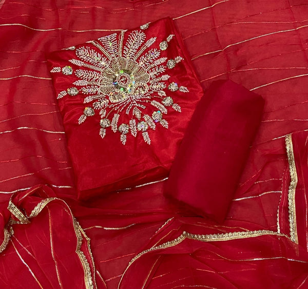 Classy Glass Organza Suit Set with Cutdana & sequence Work - Yanchi