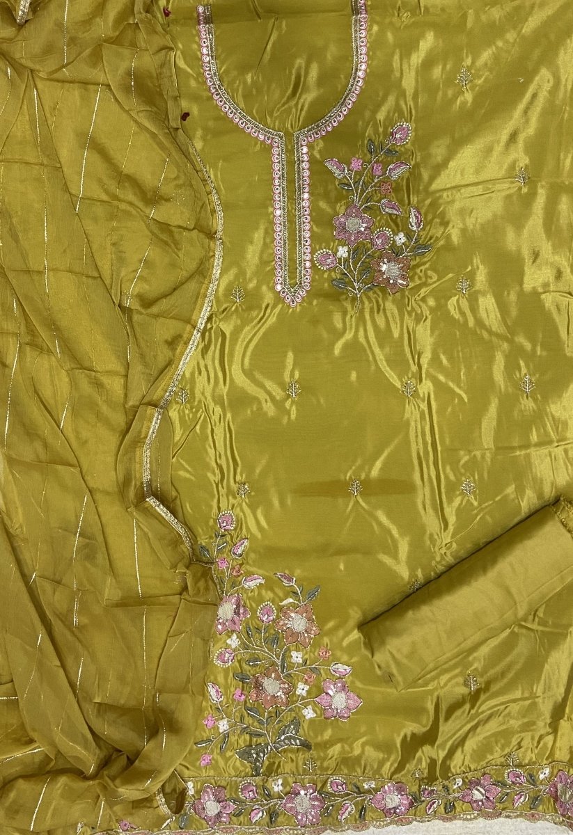 Classy Glass Organza Suit Set with Cutdana & sequence Work - Yanchi