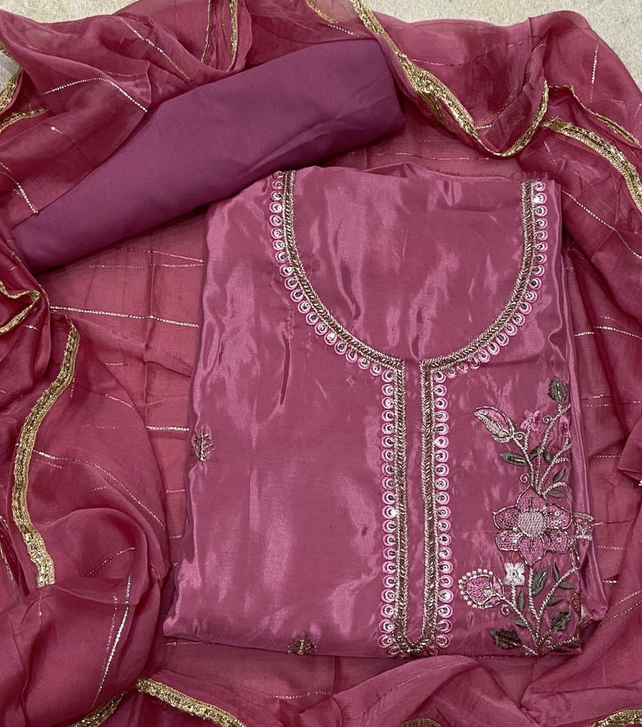 Classy Glass Organza Suit Set with Cutdana & sequence Work - Yanchi