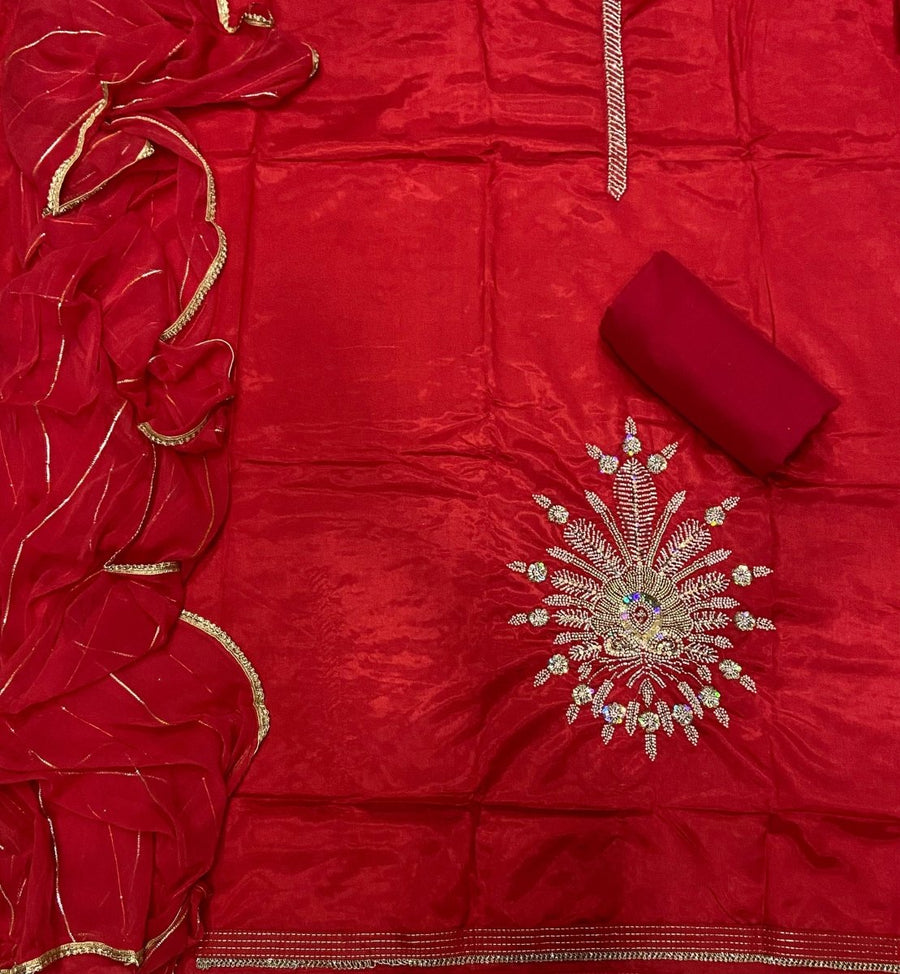 Classy Glass Organza Suit Set with Cutdana & sequence Work - Yanchi