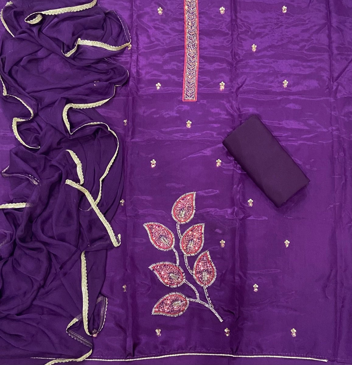 Classy Glass Organza Suit Set with Cutdana & sequence Work - Yanchi