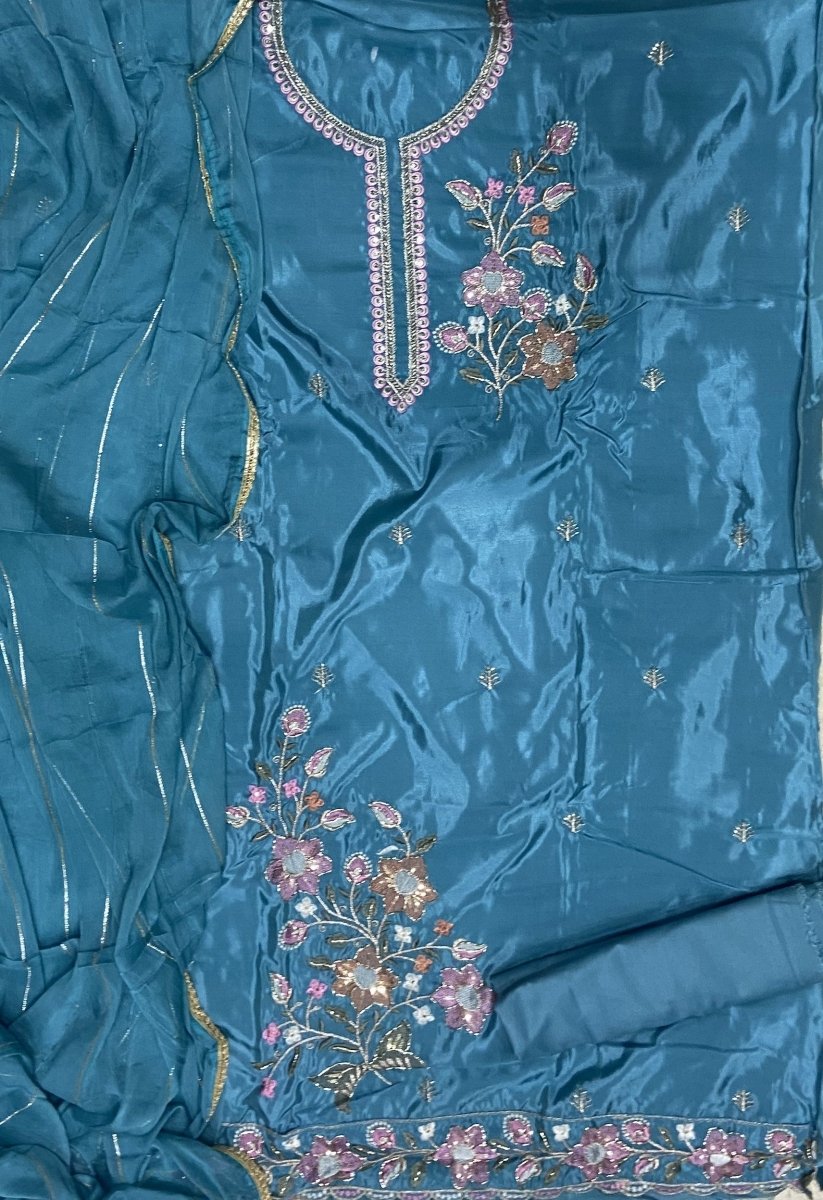 Classy Glass Organza Suit Set with Cutdana & sequence Work - Yanchi