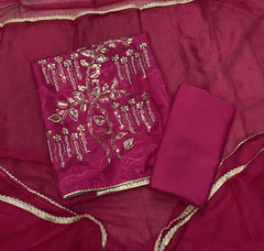 Classy Glass Organza Suit Set with Cutdana & Zari Thread Work - Yanchi