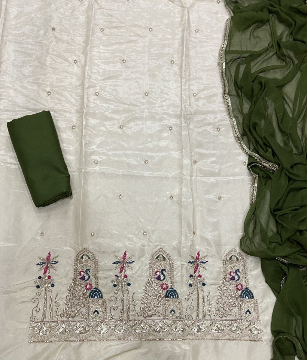 Classy Glass Organza Suit Set with Cutdana & Zari Thread Work - Yanchi