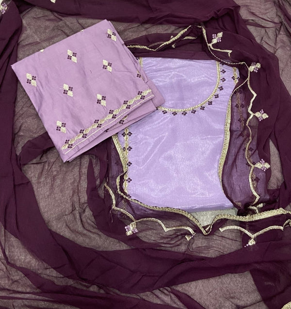 Classy Glass Organza Suit Set with Cutdana & Zari Thread Work - Yanchi
