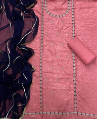 Classy Glass Organza Suit Set with Cutdana & Zari Thread Work - Yanchi