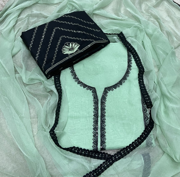 Classy Glass Organza Suit set with dhaga Work - Yanchi