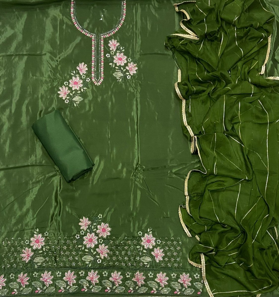 Classy Glass Organza Suit Set with Handwork & Cutdana work - Yanchi