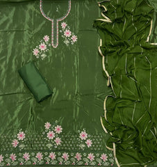 Classy Glass Organza Suit Set with Handwork & Cutdana work - Yanchi