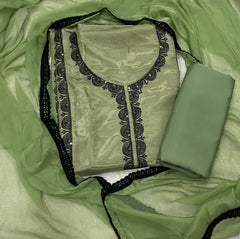 Classy Glass Organza Suit Set with Handwork & Cutdana work - Yanchi