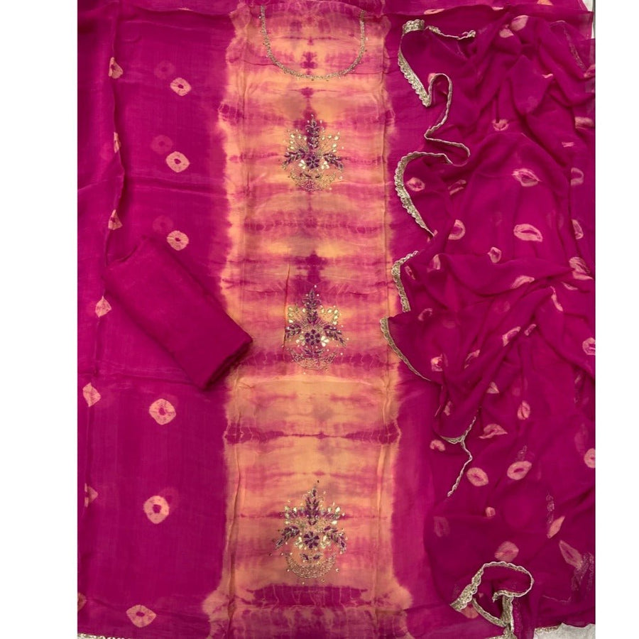 Classy Glass Organza Suit Set with Handwork & Cutdana work - Yanchi