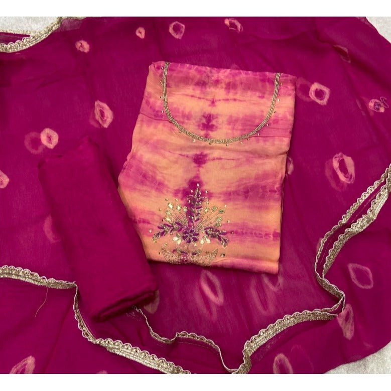 Classy Glass Organza Suit Set with Handwork & Cutdana work - Yanchi
