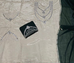 Classy Glass Organza Suit Set with Heavy Pearl & Real Mirror Work - Yanchi