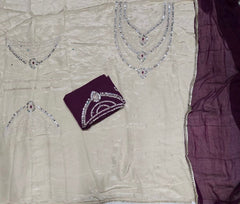 Classy Glass Organza Suit Set with Heavy Pearl & Real Mirror Work - Yanchi