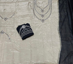 Classy Glass Organza Suit Set with Heavy Pearl & Real Mirror Work - Yanchi