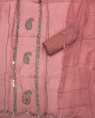 Classy Glass Organza Suit Set with Heavy Real Mirror Work - Yanchi