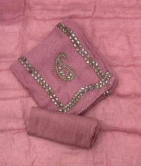 Classy Glass Organza Suit Set with Heavy Real Mirror Work - Yanchi