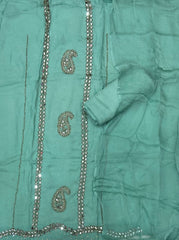 Classy Glass Organza Suit Set with Heavy Real Mirror Work - Yanchi