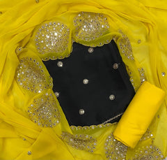Classy Glass Organza Suit Set with Sequence & Zari Thread Work - Yanchi