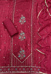 Classy Glass Organza Suit Set with Sequence & Zari Thread Work - Yanchi
