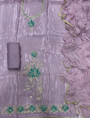 Classy Glass Organza Suit Set with sequence & Zari Thread Work - Yanchi