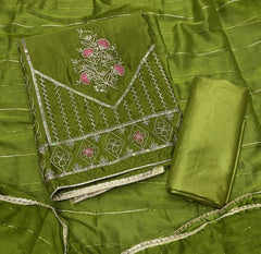 Classy Glass Organza Suit Set with Sequence & Zari Thread Work - Yanchi