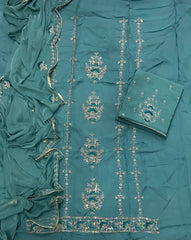 Classy Glass Organza Suit Set with Sequence & Zari Thread Work - Yanchi