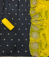 Classy Glass Organza Suit Set with Sequence & Zari Thread Work - Yanchi