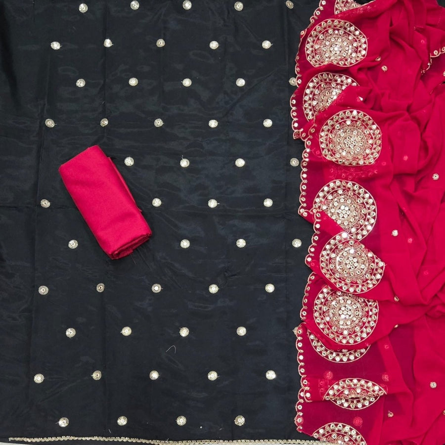 Classy Glass Organza Suit Set with Sequence & Zari Thread Work - Yanchi