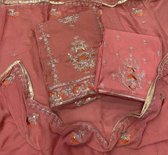 Classy Glass Organza Suit Set with Sequence & Zari Thread Work - Yanchi