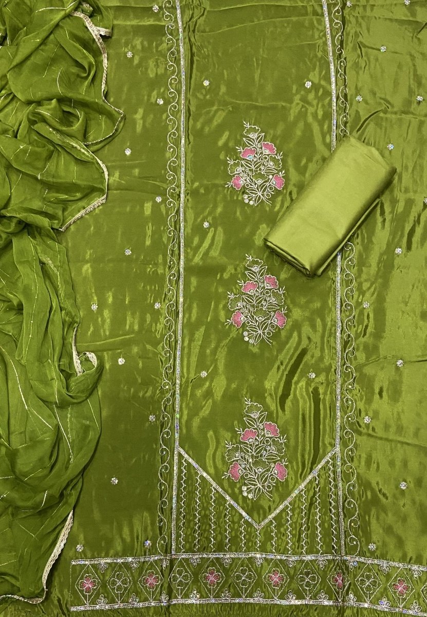 Classy Glass Organza Suit Set with Sequence & Zari Thread Work - Yanchi