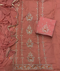 Classy Glass Organza Suit Set with Sequence & Zari Thread Work - Yanchi