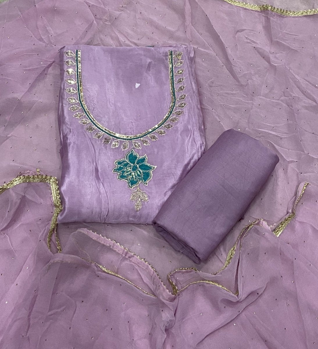 Classy Glass Organza Suit Set with sequence & Zari Thread Work - Yanchi