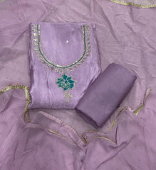 Classy Glass Organza Suit Set with sequence & Zari Thread Work - Yanchi