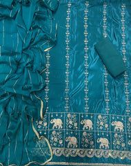 Classy Glass Organza Suit Set with sequence & Zari Thread Work - Yanchi