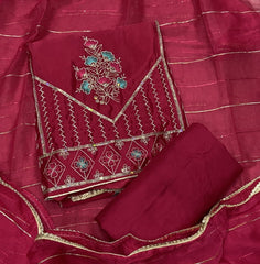 Classy Glass Organza Suit Set with Sequence & Zari Thread Work - Yanchi