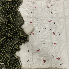 Classy Glass Organza Suit Set with Sequence & Zari Thread Work - Yanchi