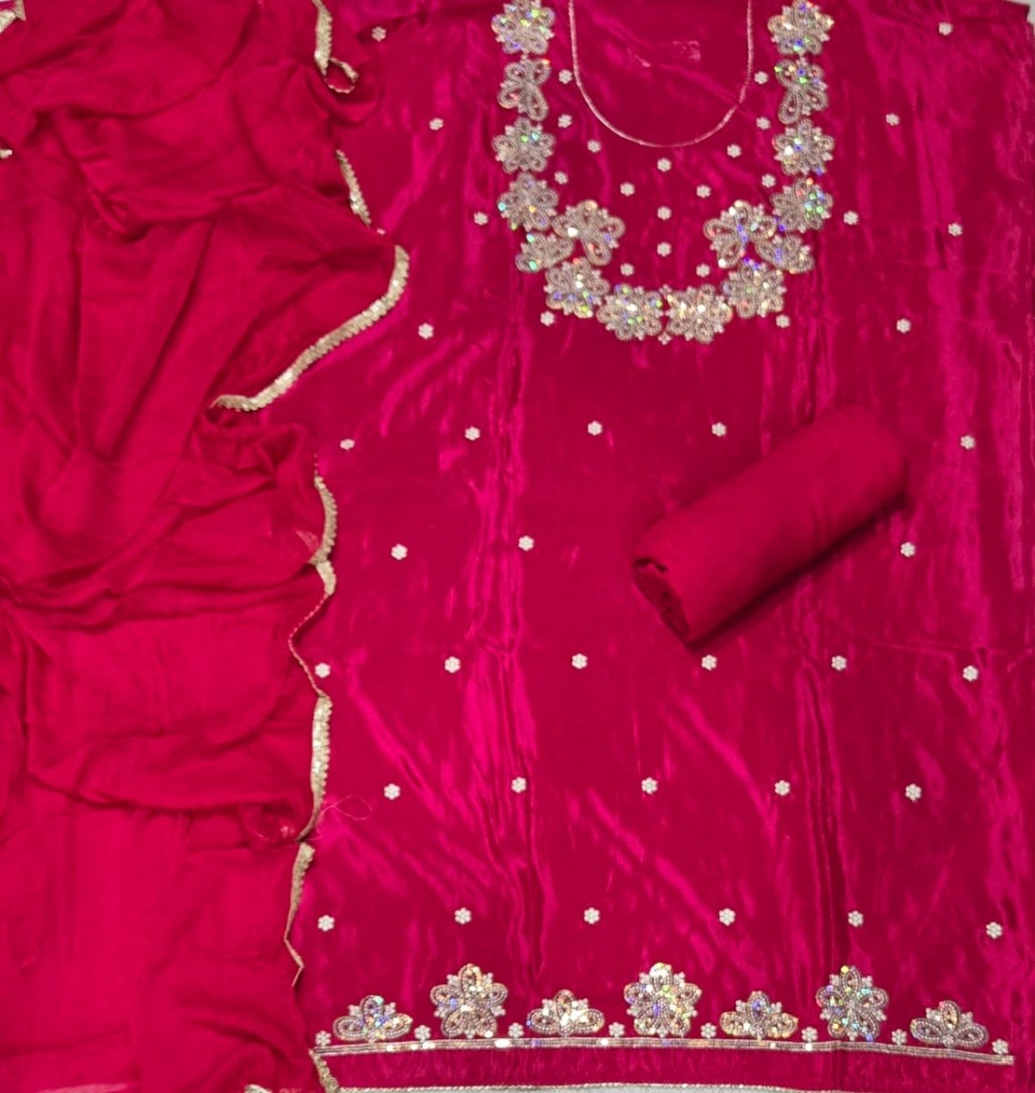 Classy Glass Organza Suit Set with Sequins & Thread Work - Yanchi
