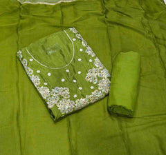 Classy Glass Organza Suit Set with Sequins & Thread Work - Yanchi