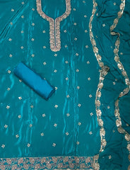 Classy Glass Organza Suit Set with Sequins & Thread Work - Yanchi