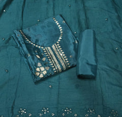 Classy Glass Organza Suit Set with Sequins & Thread Work - Yanchi