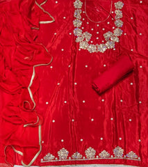 Classy Glass Organza Suit Set with Sequins & Thread Work - Yanchi