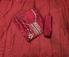 Classy Glass Organza Suit Set with Sequins & Thread Work - Yanchi