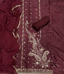 Classy Glass Organza Suit Set with Sequins & Thread Work - Yanchi