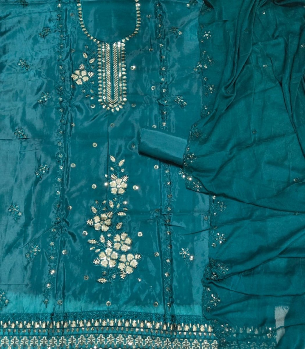 Classy Glass Organza Suit Set with Sequins & Thread Work - Yanchi