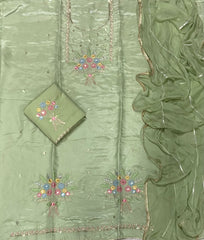 Classy Glass Organza Suit Set with Sequins & Zari Thread Work - Yanchi