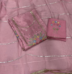 Classy Glass Organza Suit Set with Sequins & Zari Thread Work - Yanchi