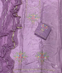 Classy Glass Organza Suit Set with Sequins & Zari Thread Work - Yanchi