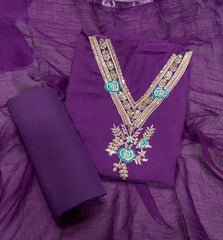 Classy Glass Organza Suit Set with Sequins & Zari Thread Work - Yanchi